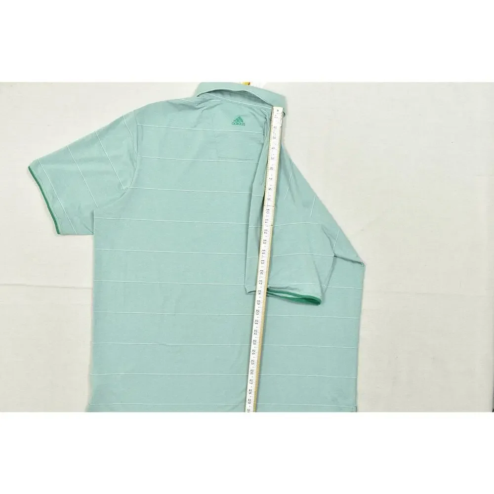 Adidas Golf Climalite Mens 2XL Green Striped Short Sleeve Performance Polo Shirt